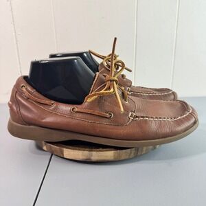 Rockport Mens Brown Leather Genuine Handsewn Boat Shoes Size 9 M Casual Travel